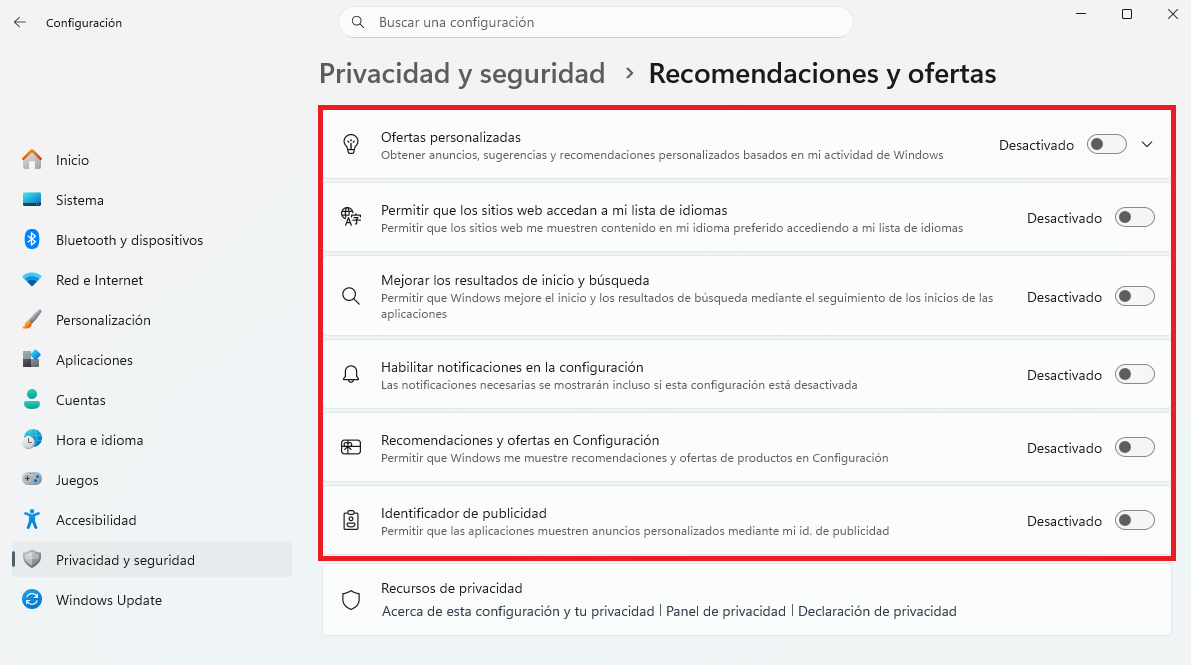 Desactivar